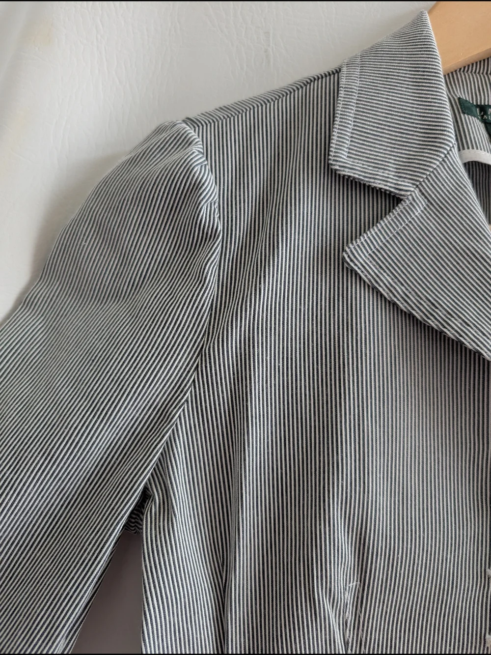 Ralph Lauren Cotton Gray White Pinstripe Tailored Women's Blazer - S